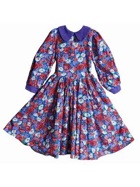 American Apparel Dress  Size 7 Cotton Vintage Peter Pan Collar Floral Bonnet USA